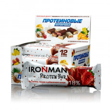 Батончик протеиновый Ironman™ без глазури (ром + клубника) - 50 г